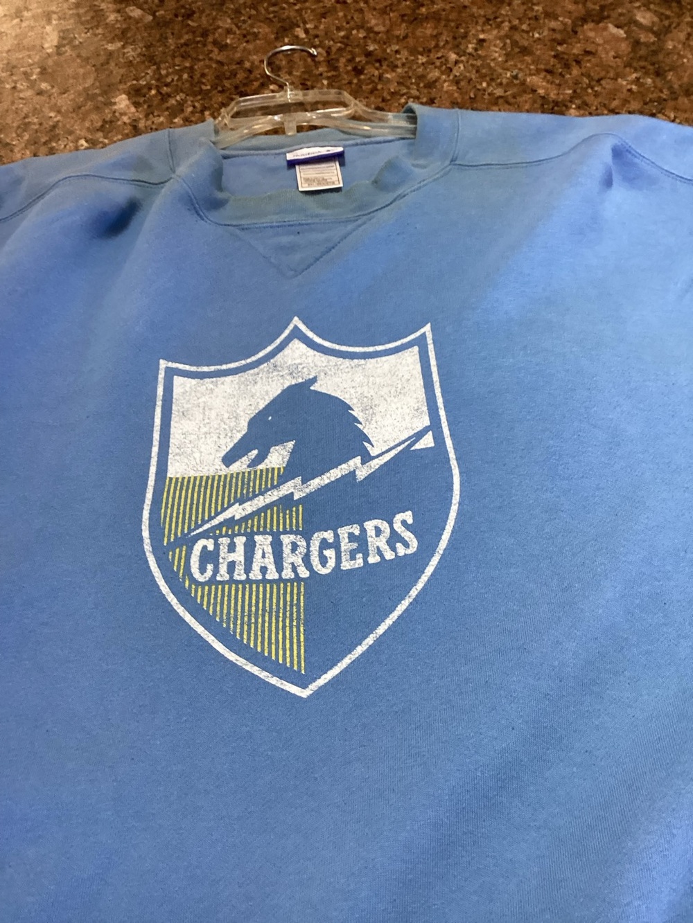 Chargers,Reebok Light Blue Crewneck Sweatshirt ,with Logo Tag, Size 2X
